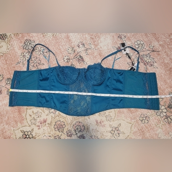 Sincerely Jules Jade Green Satin and Lace Corset Cami Bustier Crop Top - Size L - Picture 9 of 11